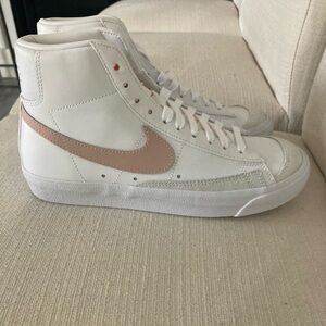 Nike Women's White and Pink High-Top Sneakers